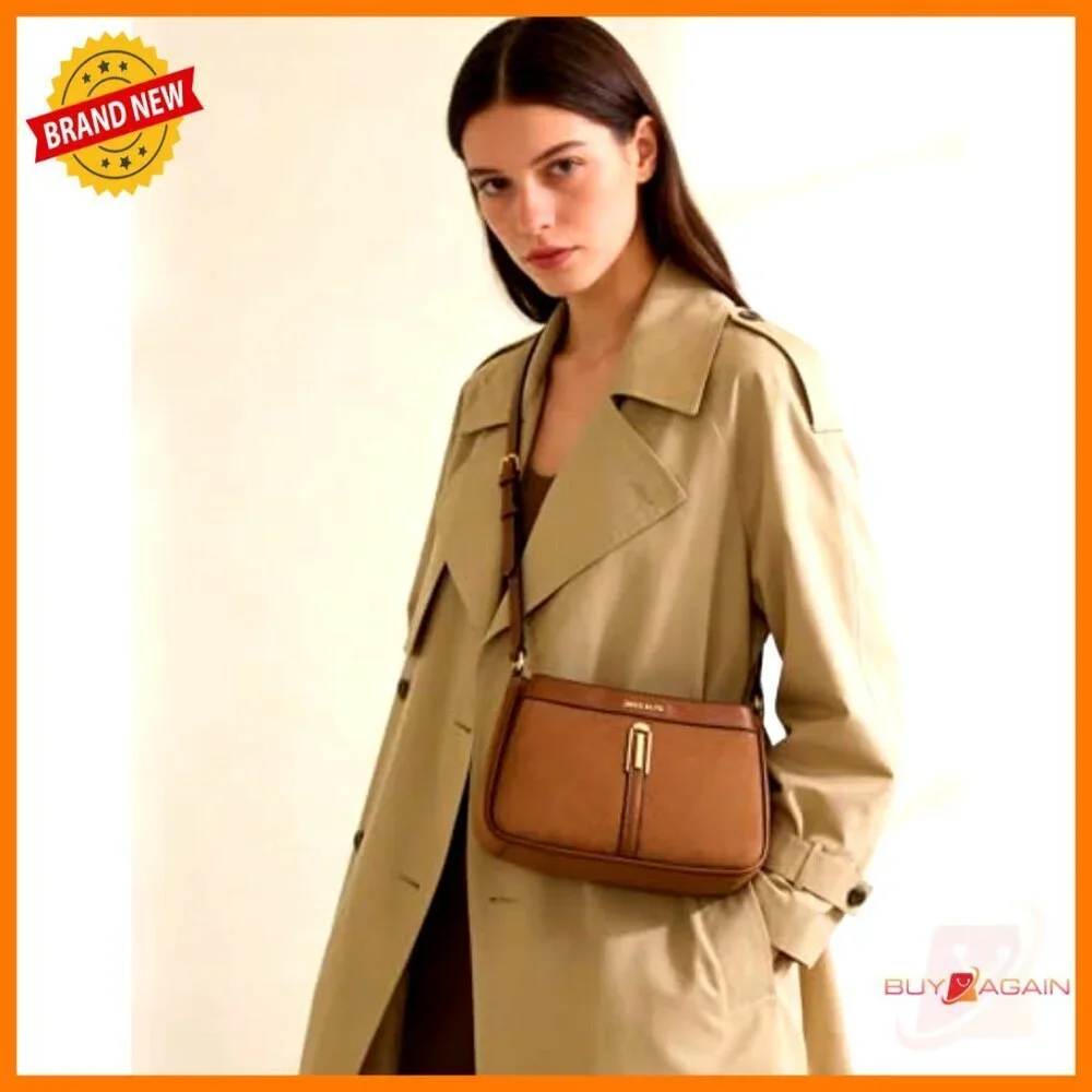 Mini Hobo Crossbody Bag with Dual Straps Multi Zipper Pockets Faux Leather
